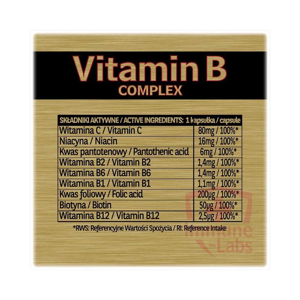 Vitamin B Complex, 120 capsules, Immune Labs, Health Food Supplement 