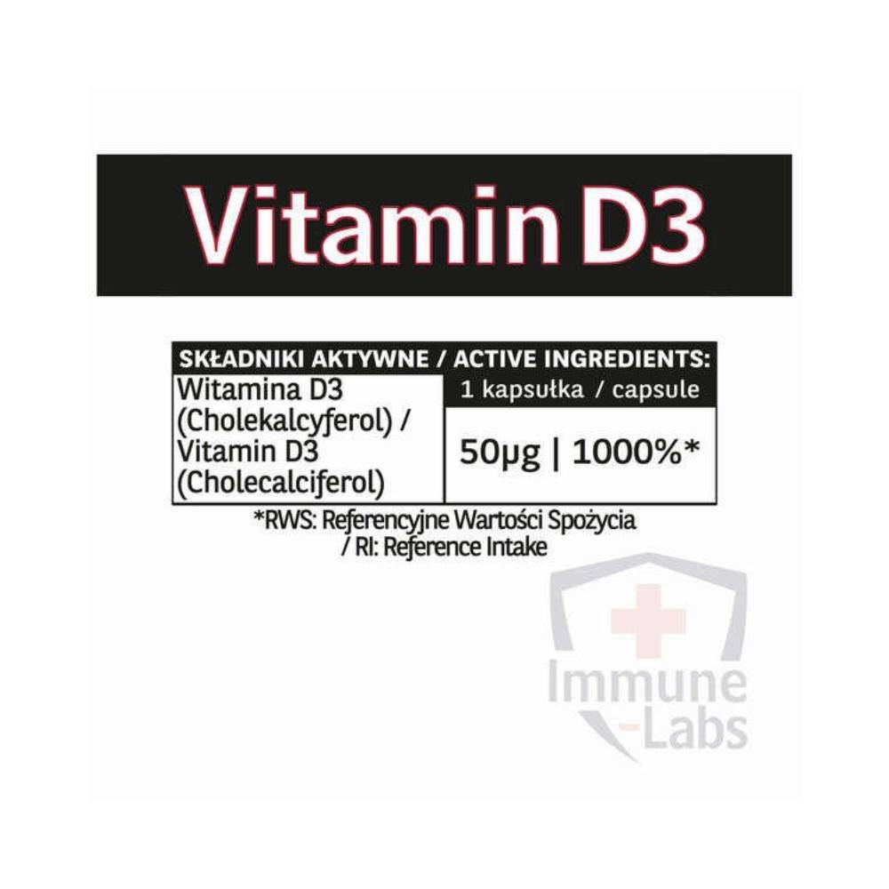 Vitamina D3, 250 capsule, Supliment alimentar pentru imunitate, Immune Labs