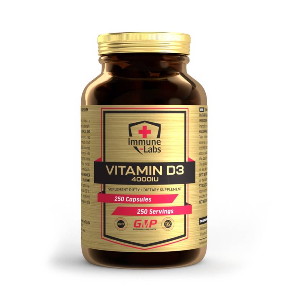 Vitamina D3 4000UI, 250 capsule, Supliment alimentar pentru imunitate, Immune Labs