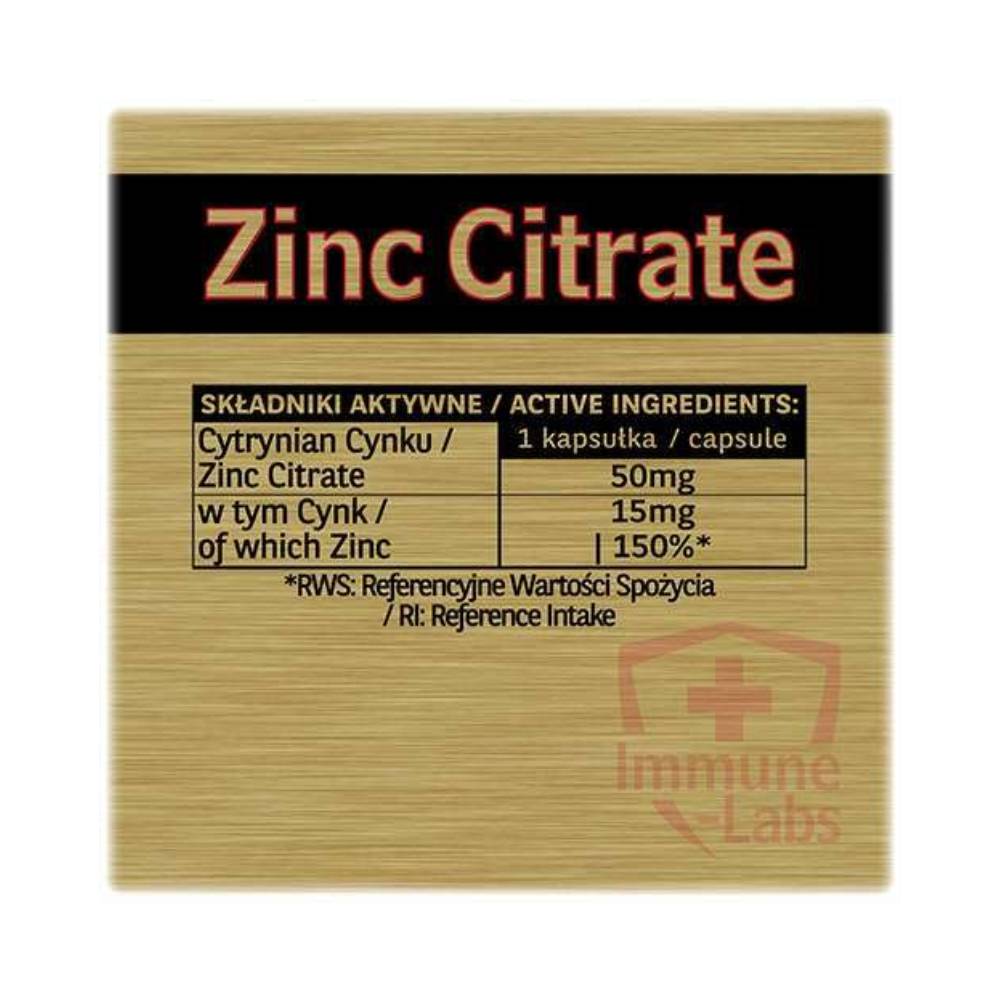 Zinc Citrate, 150 capsules, Immune Labs, Health Food Supplement 